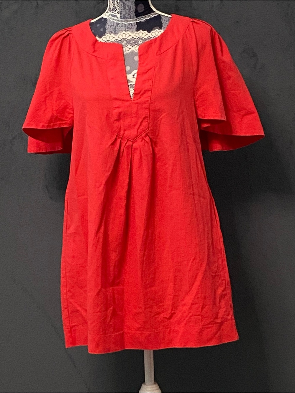 Tuckernuck Pomander Place Finley Dress Womens M Coral Flutter Sleeve Beachy